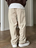 Casual ribfluweel herenbroek met koordsluiting