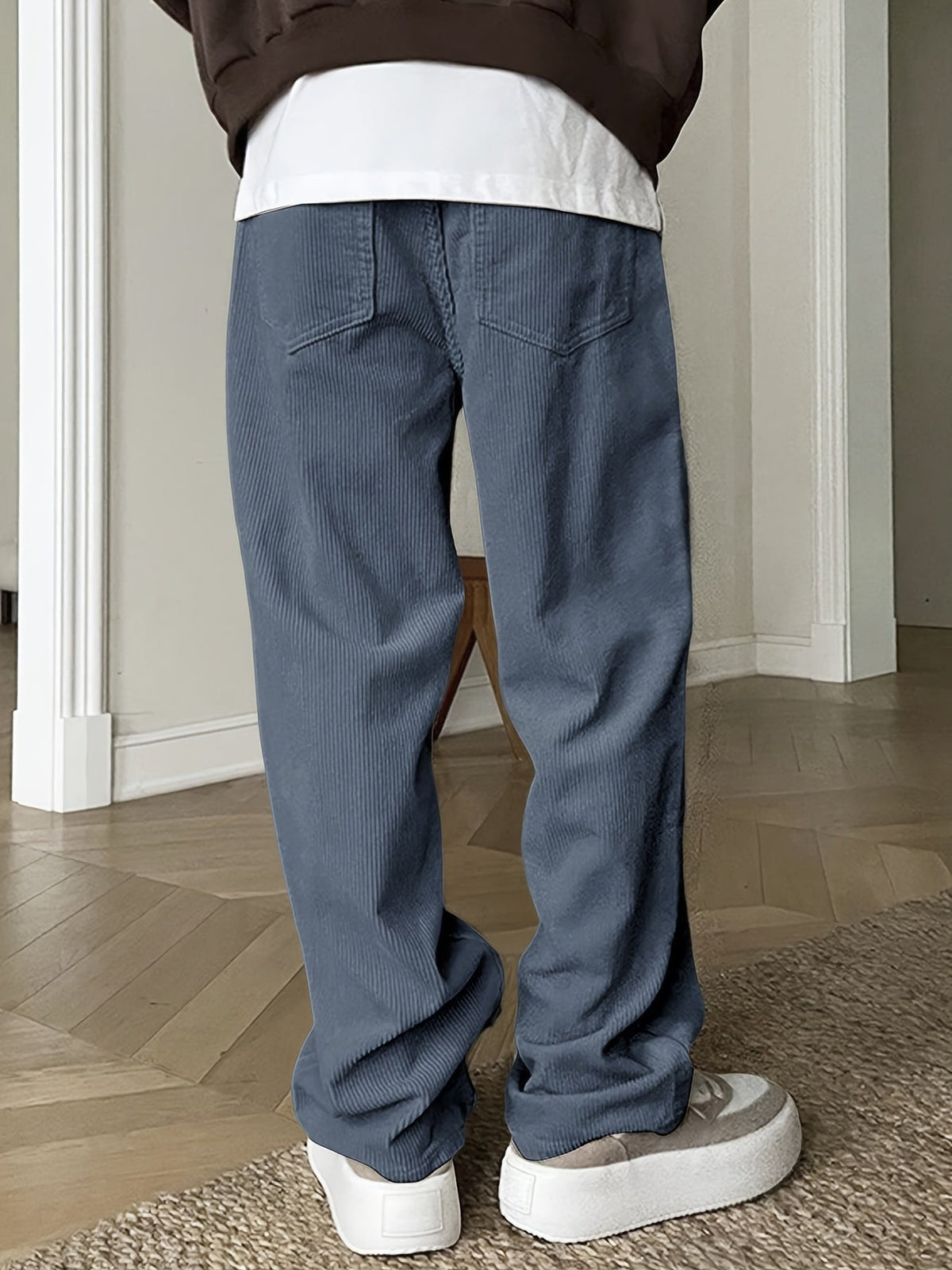 Casual ribfluweel herenbroek met koordsluiting