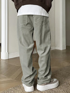 Casual ribfluweel herenbroek met koordsluiting
