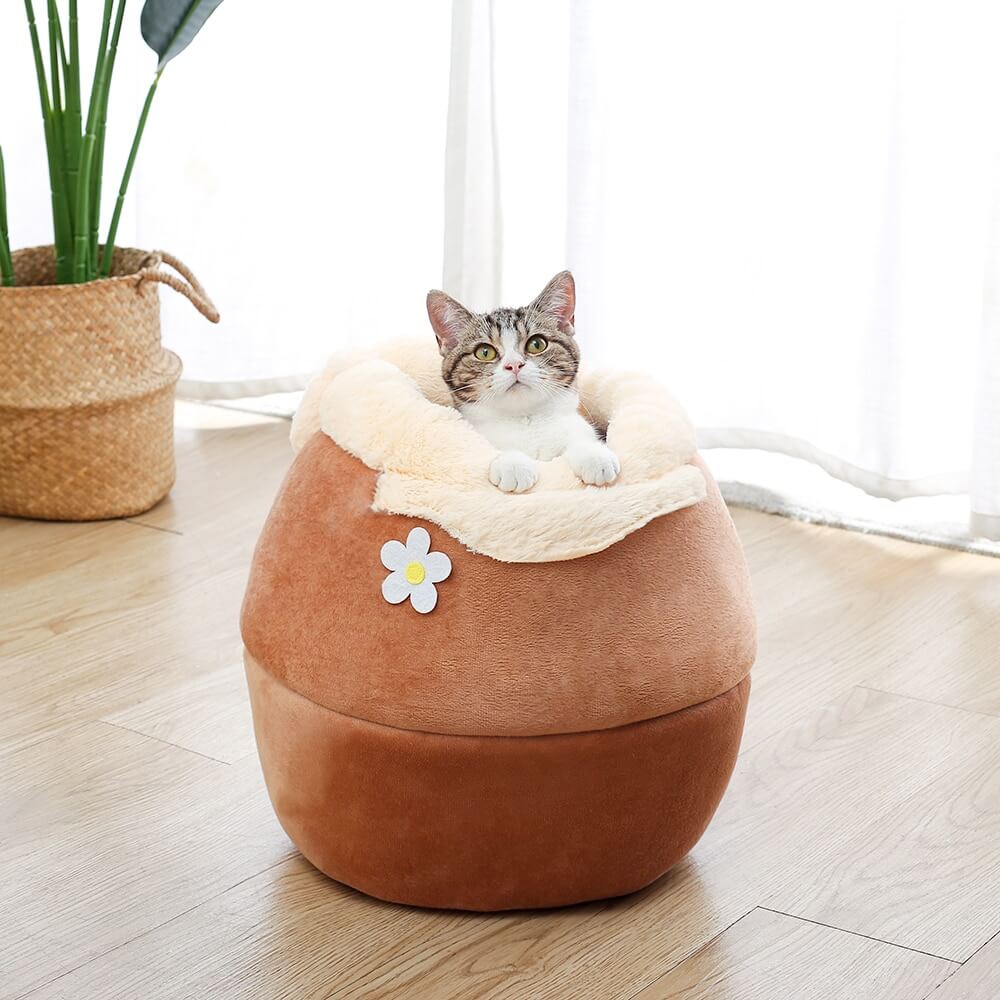 Opvouwbaar pluchen kattenbed Cozy Cave
