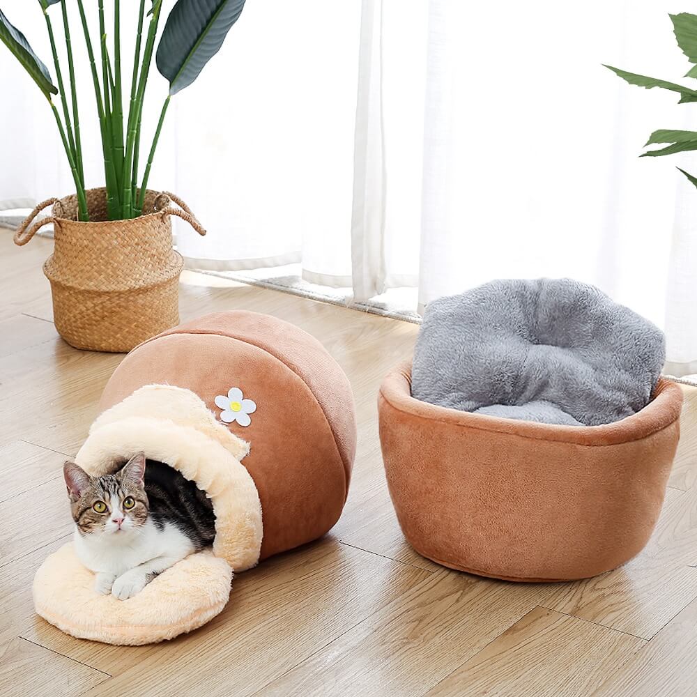 Opvouwbaar pluchen kattenbed Cozy Cave