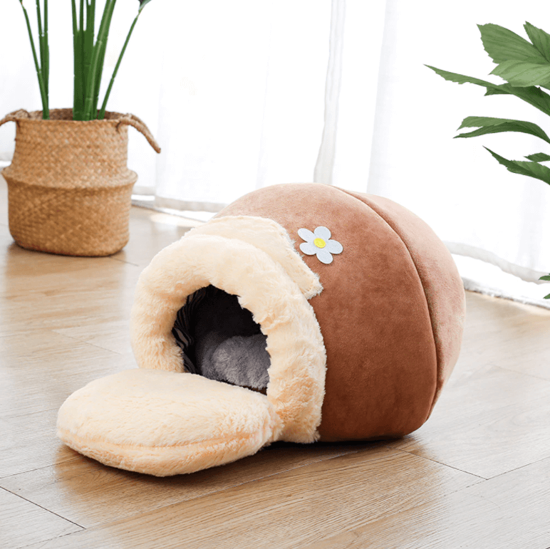 Opvouwbaar pluchen kattenbed Cozy Cave