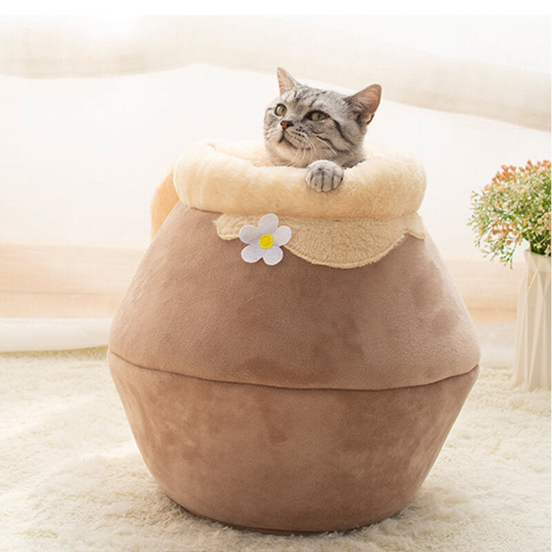 Opvouwbaar pluchen kattenbed Cozy Cave