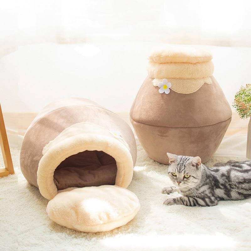 Opvouwbaar pluchen kattenbed Cozy Cave