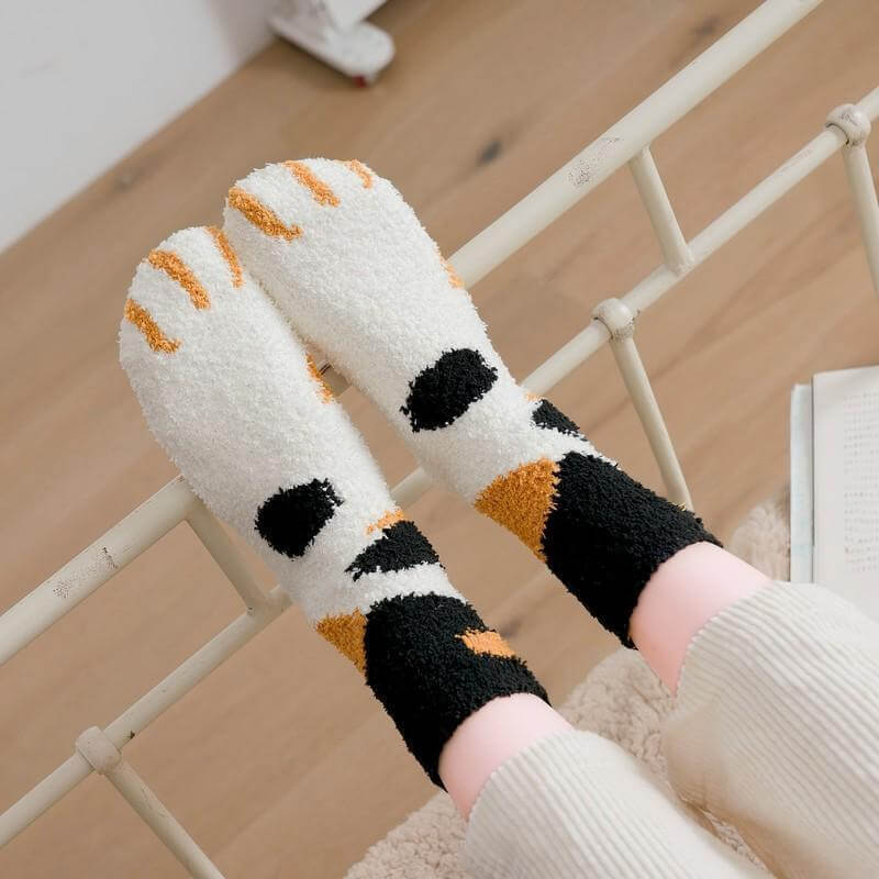 Pluizige kattenpoot sokken