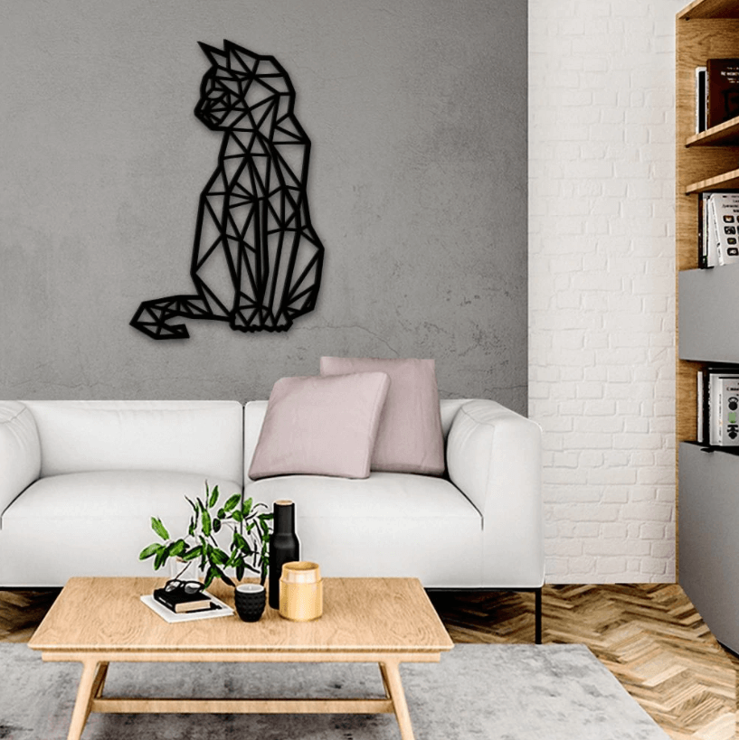 Geometrische muursticker met kat — afbeelding 2