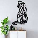 Geometrische muursticker met kat
