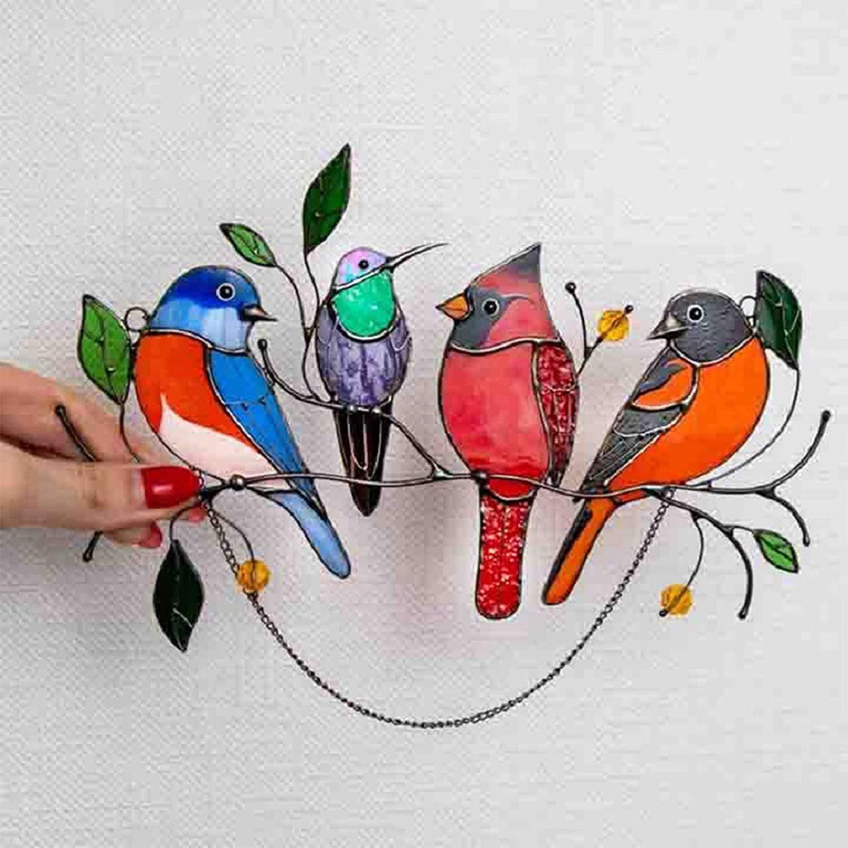 Vogels gebrandschilderd glas raam hangers