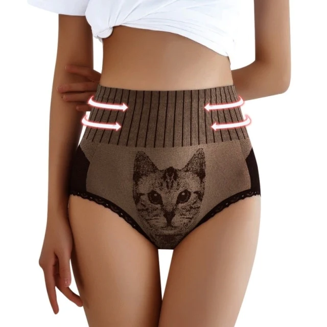 Liftende hoge-taille kat ondergoed