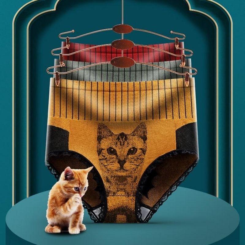 Liftende hoge-taille kat ondergoed