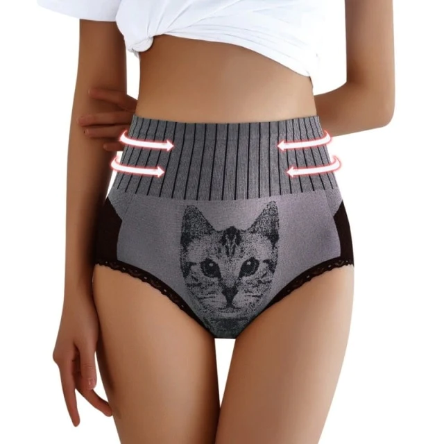 Liftende hoge-taille kat ondergoed