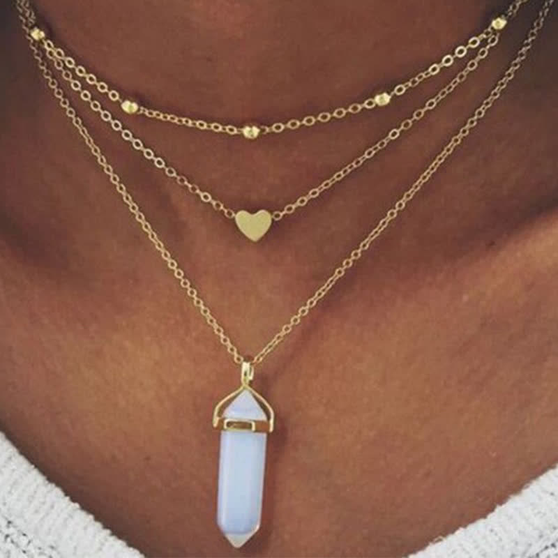 Natuurlijke kristallen hexagon edelsteen ketting