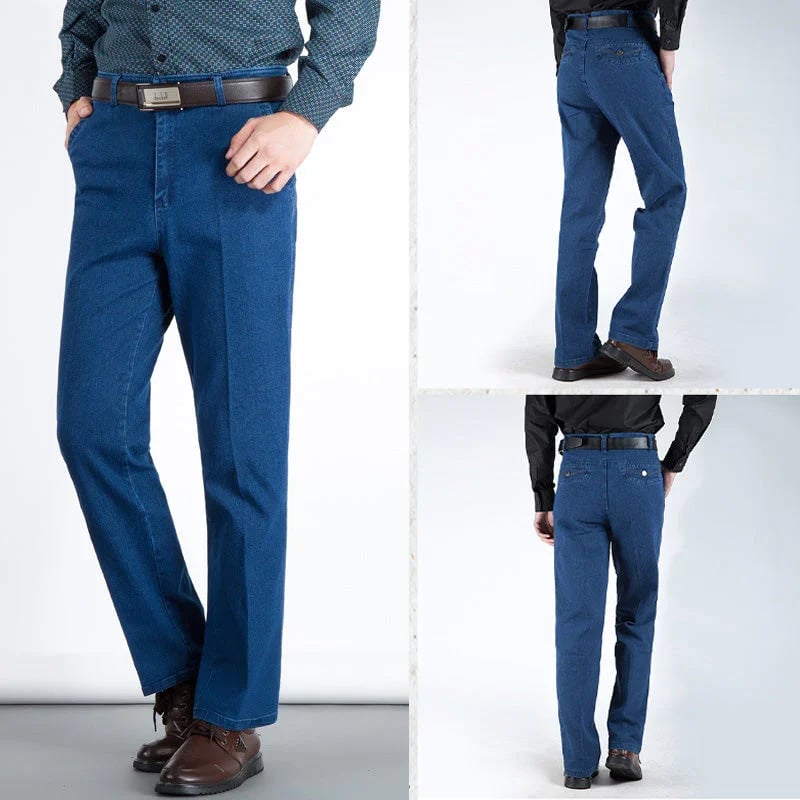 Herenjeans met hoge taille en rechte pijp