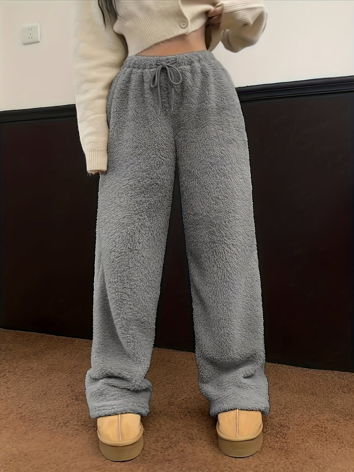 Zachte teddy sherpa loungebroek voor dames