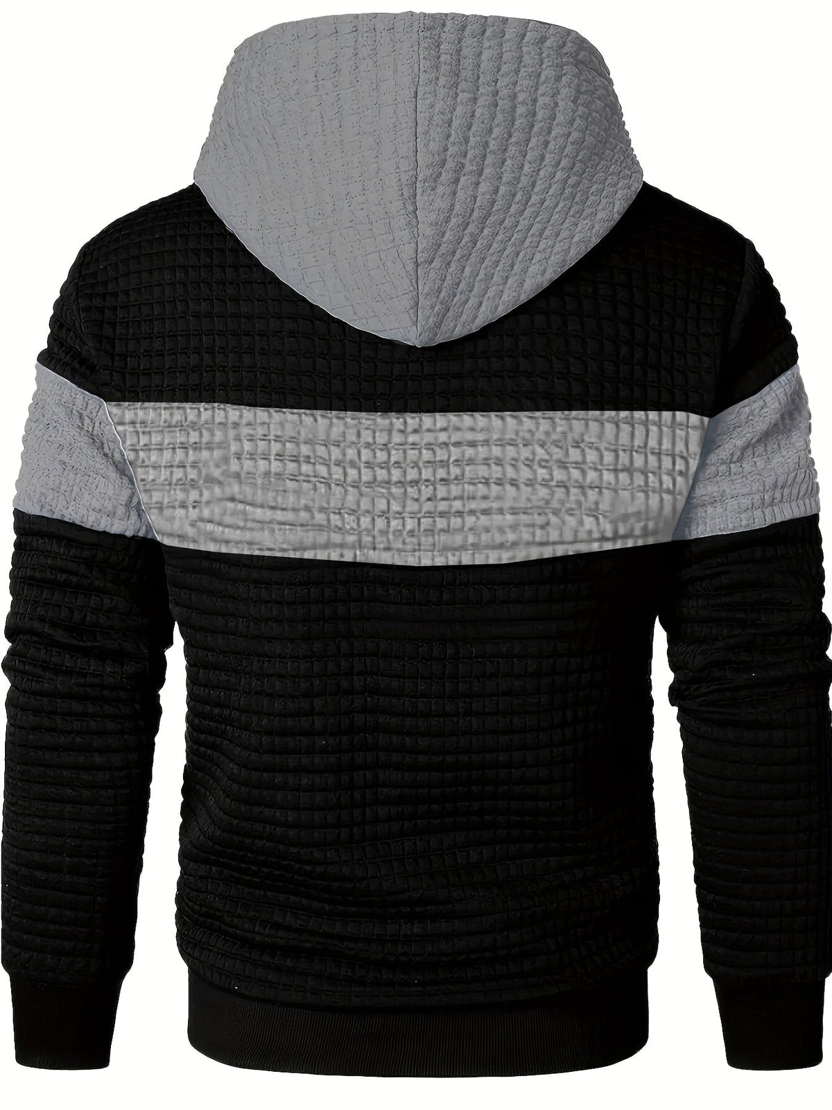 Tweekleurige hoodie met structuur en ribboorden