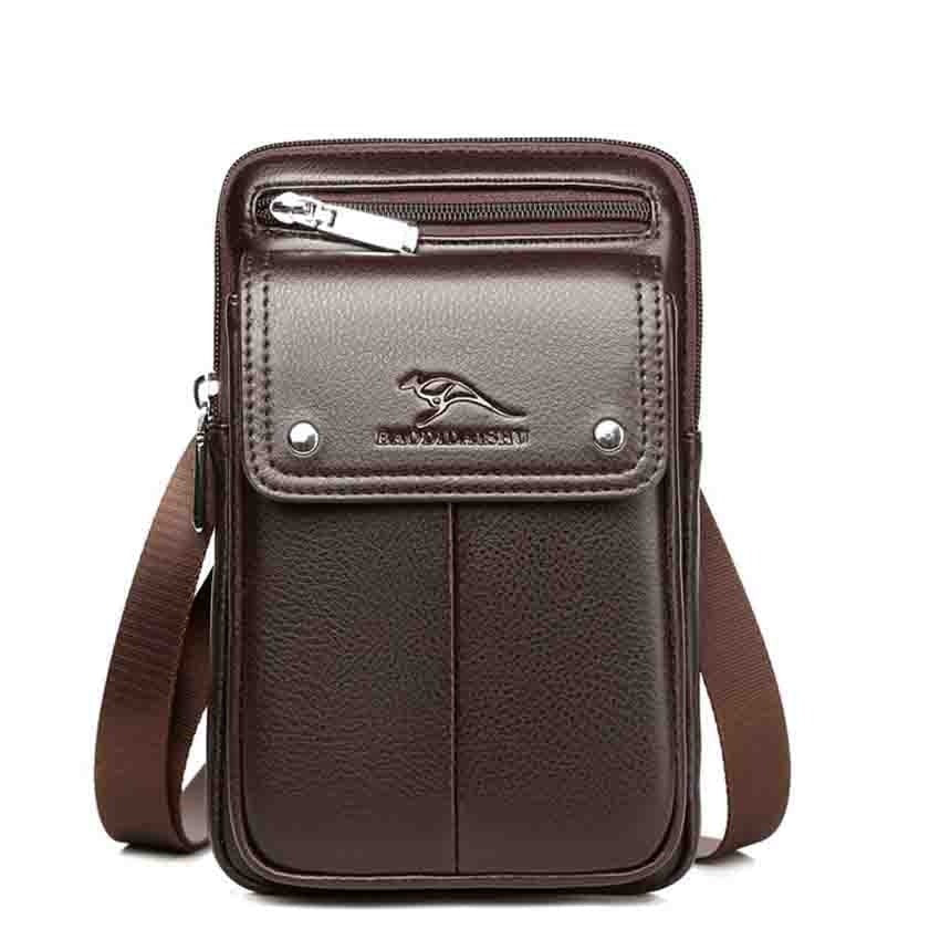 Compact PU leren schoudertas voor heren met verstelbare band
