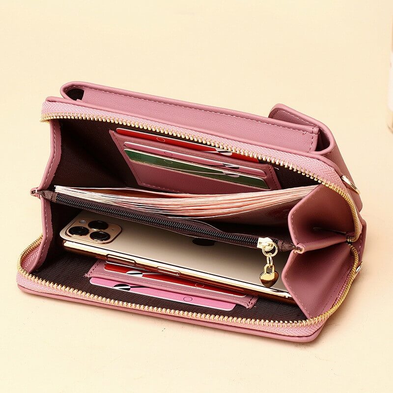 Compact PU leren schoudertas met verstelbare band
