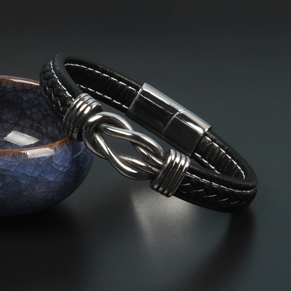 Lederen knoop armband – Infinity armband