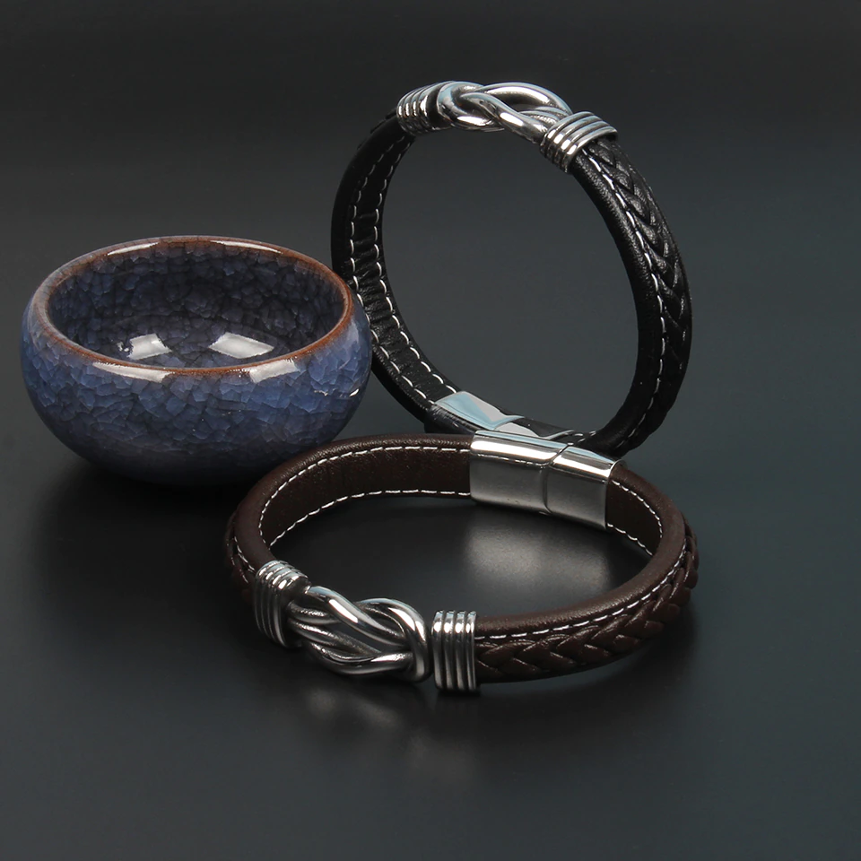 Lederen knoop armband – Infinity armband