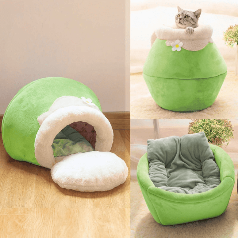Opvouwbaar pluchen kattenbed Cozy Cave