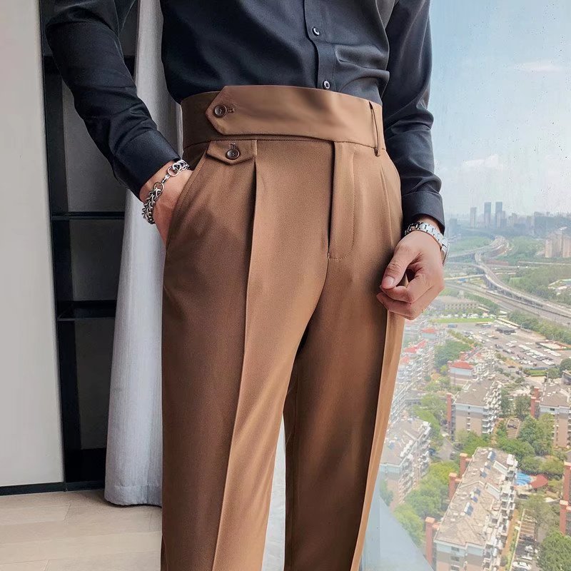 Emil | Herenpantalon met hoge taille, plooien en omslagen