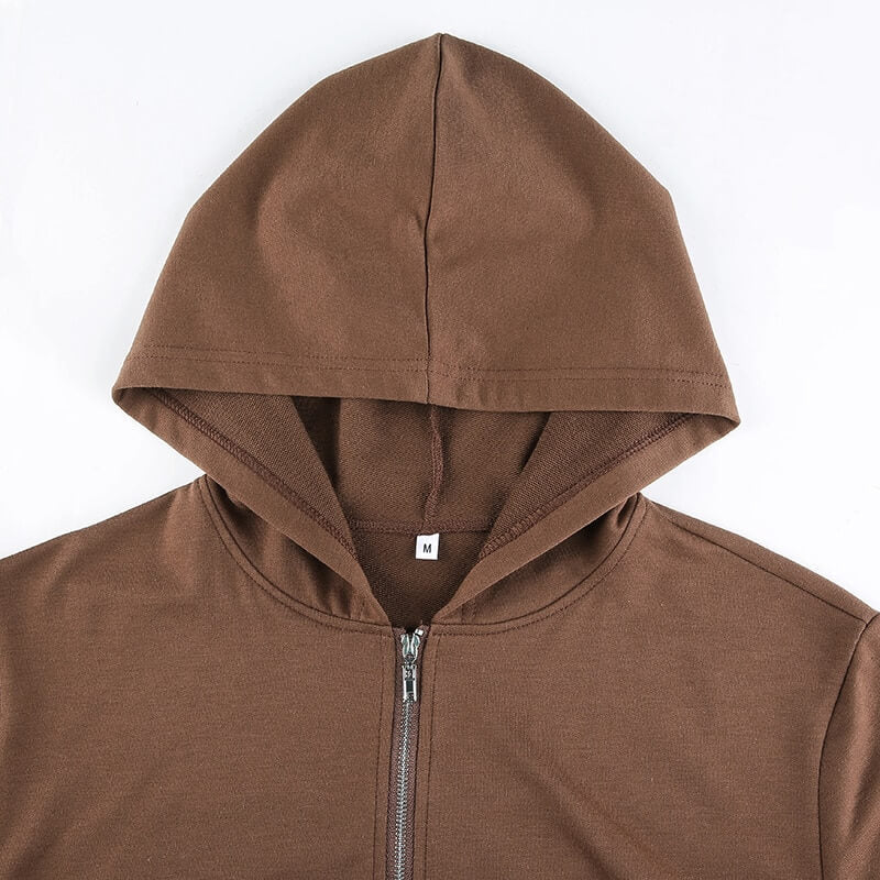 Figuurlijke dames cropped zip-up hoodie met capuchon