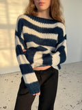 Gebreide en gestreepte oversized damestrui