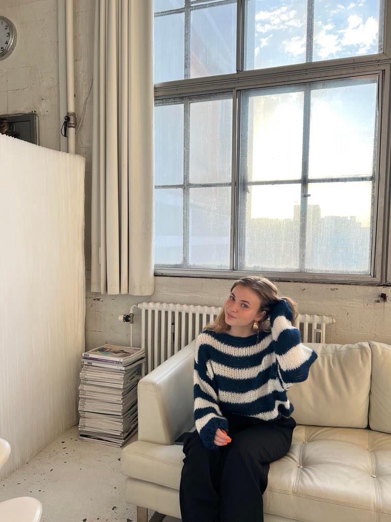 Gebreide en gestreepte oversized damestrui