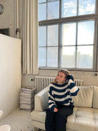 Gebreide en gestreepte oversized damestrui