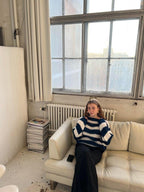 Gebreide en gestreepte oversized damestrui