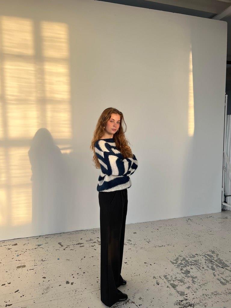 Gebreide en gestreepte oversized damestrui