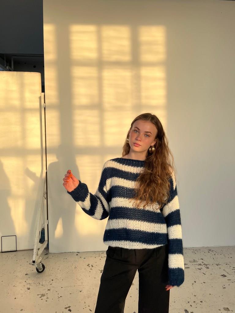 Gebreide en gestreepte oversized damestrui