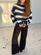 Gebreide en gestreepte oversized damestrui