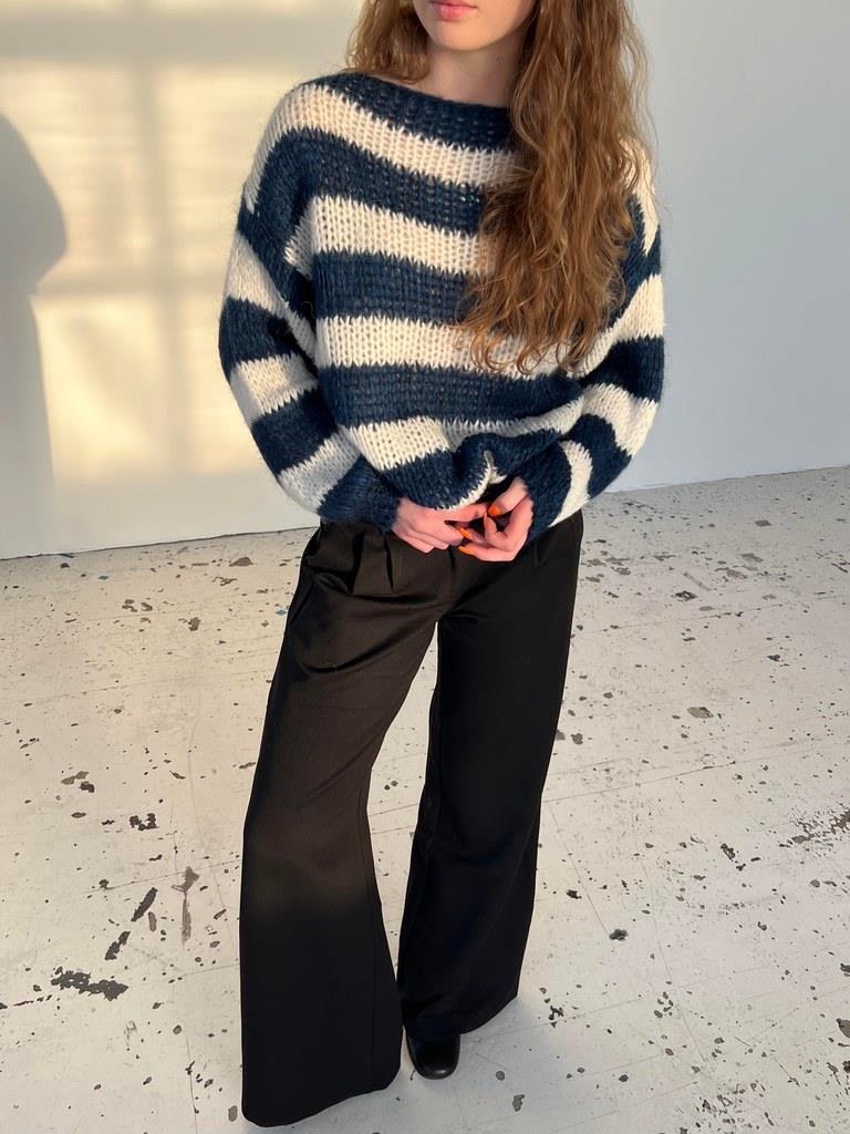Gebreide en gestreepte oversized damestrui