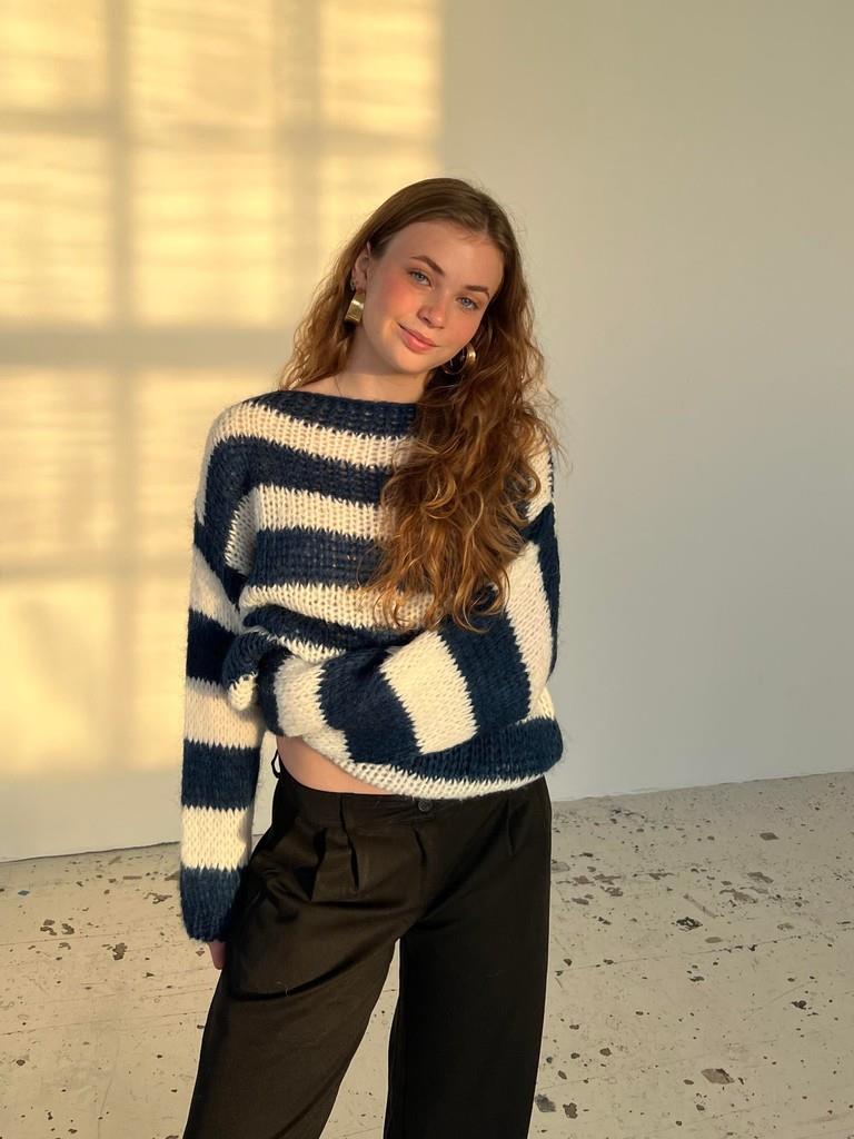 Gebreide en gestreepte oversized damestrui