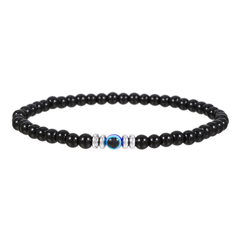 Mannen 4mm natuurlijke steen boze oog perlen armband
