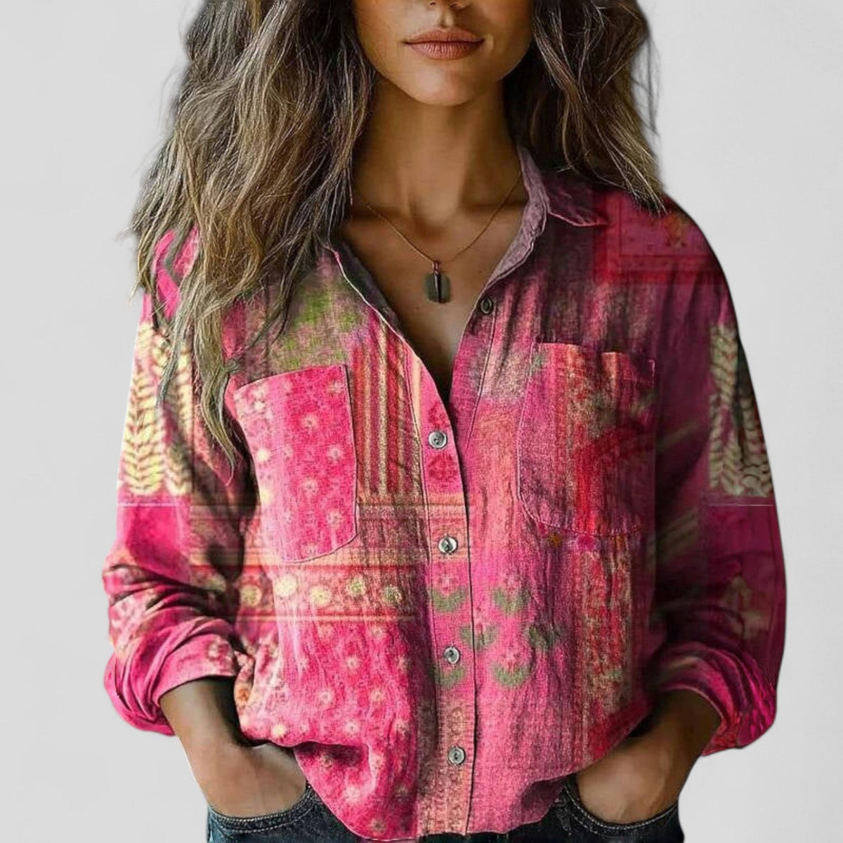 Frida | Overhemdblouse met kleurverloop