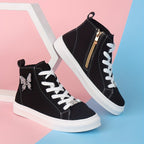 Hoge canvas kindersneakers Lunel met vlinderstrik