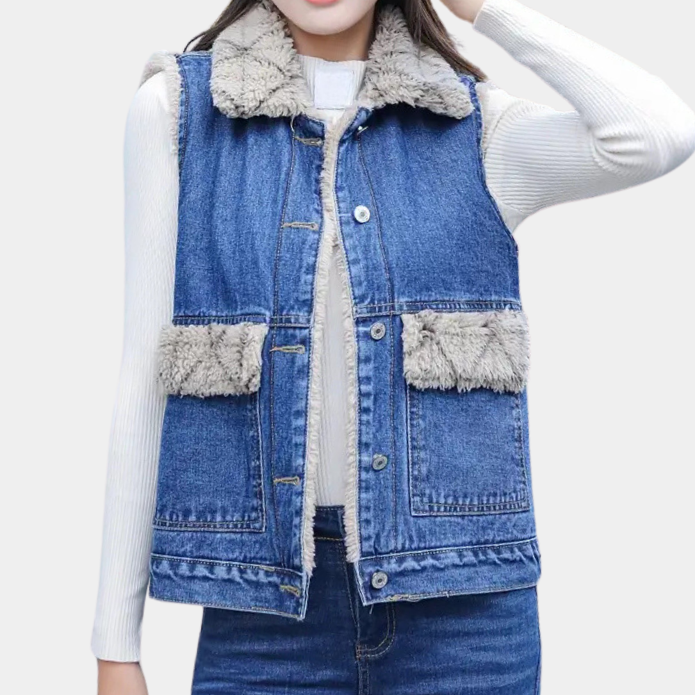 Denim bodywarmer voor dames