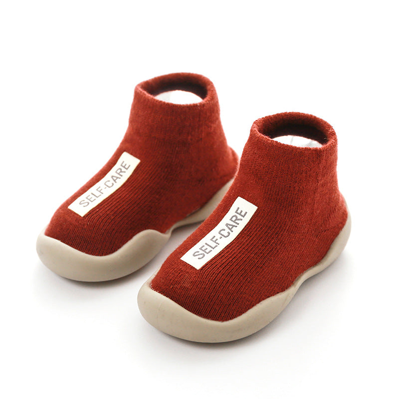 Zachte gebreide peuterschoenen - anti-slip slofjes