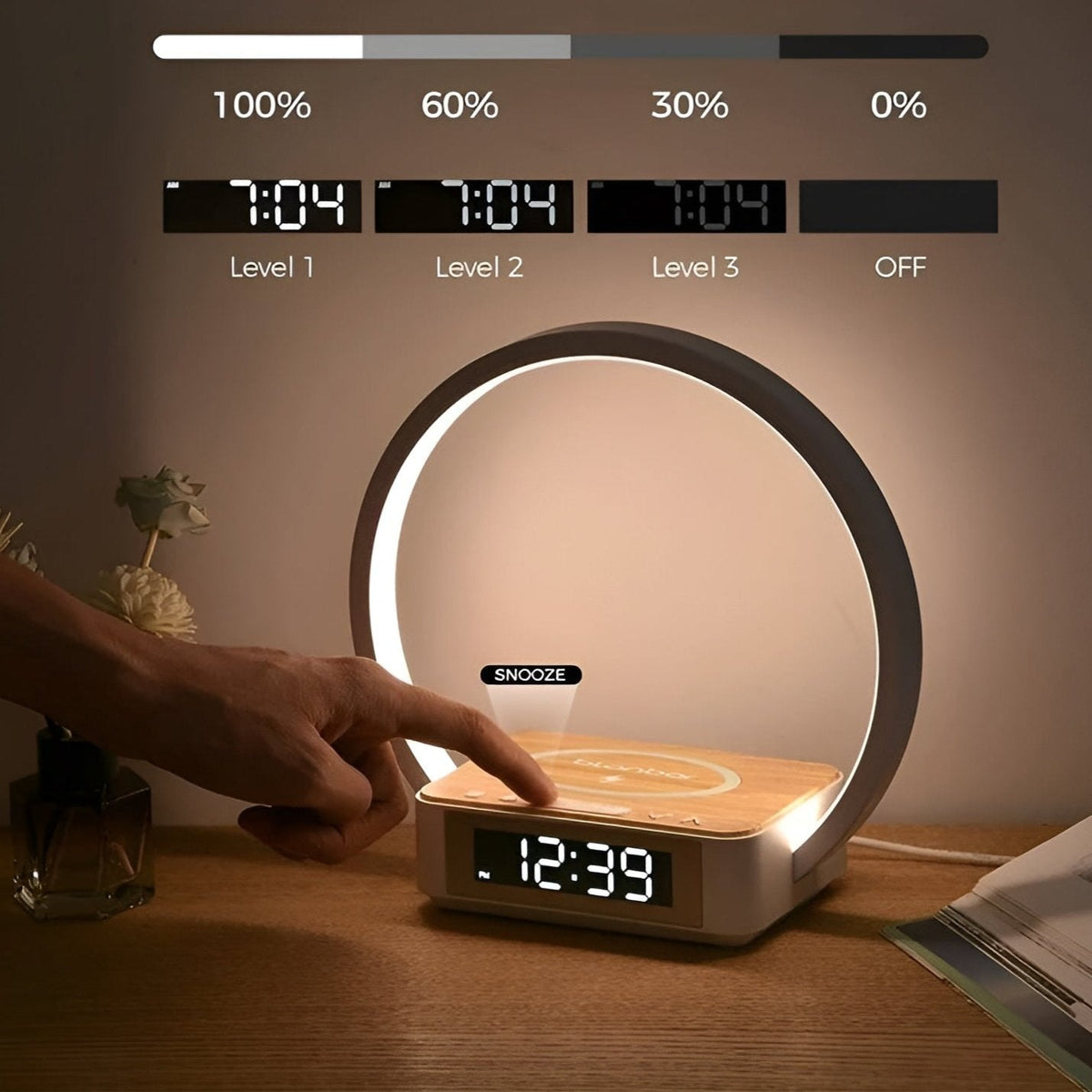 Design nachtlamp met oplader en zachte wekfunctie