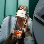 Dubbelwandige glazen waterfles met theezeef