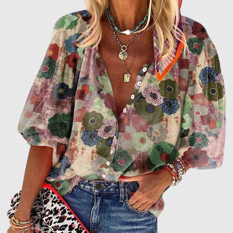 Eloisa | Blouse met bloemenprint en lange mouwen