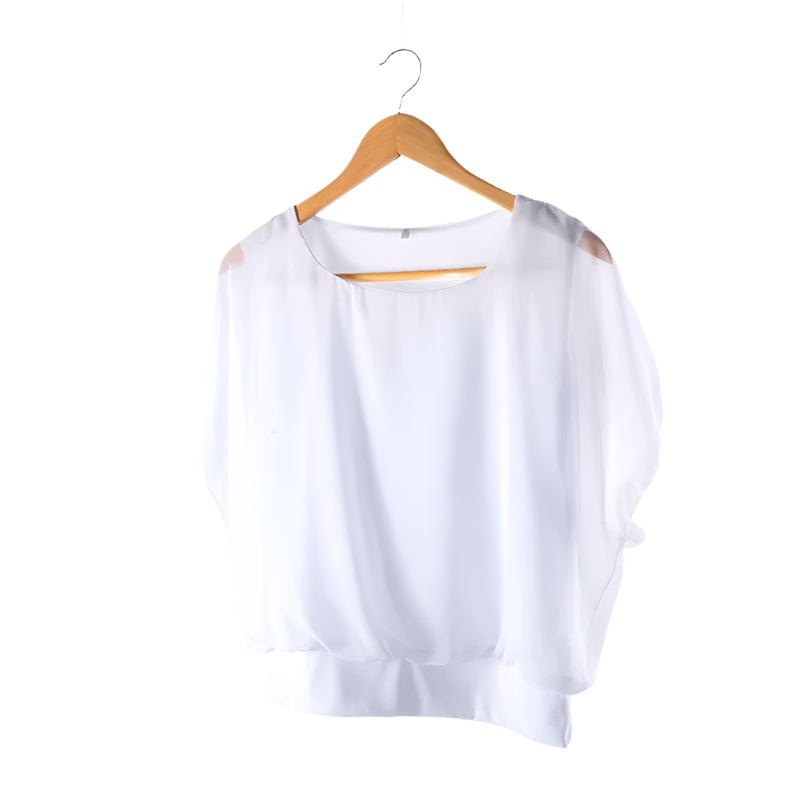 Dames chiffon blouse met ruche mouwen
