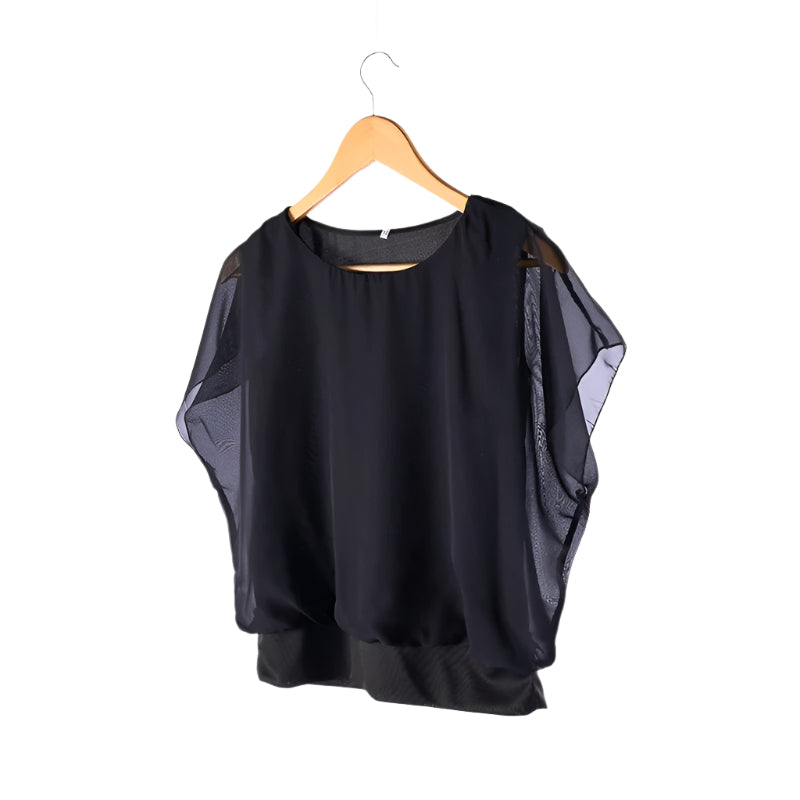 Dames chiffon blouse met ruche mouwen