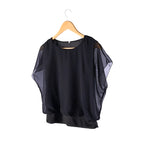 Dames chiffon blouse met ruche mouwen
