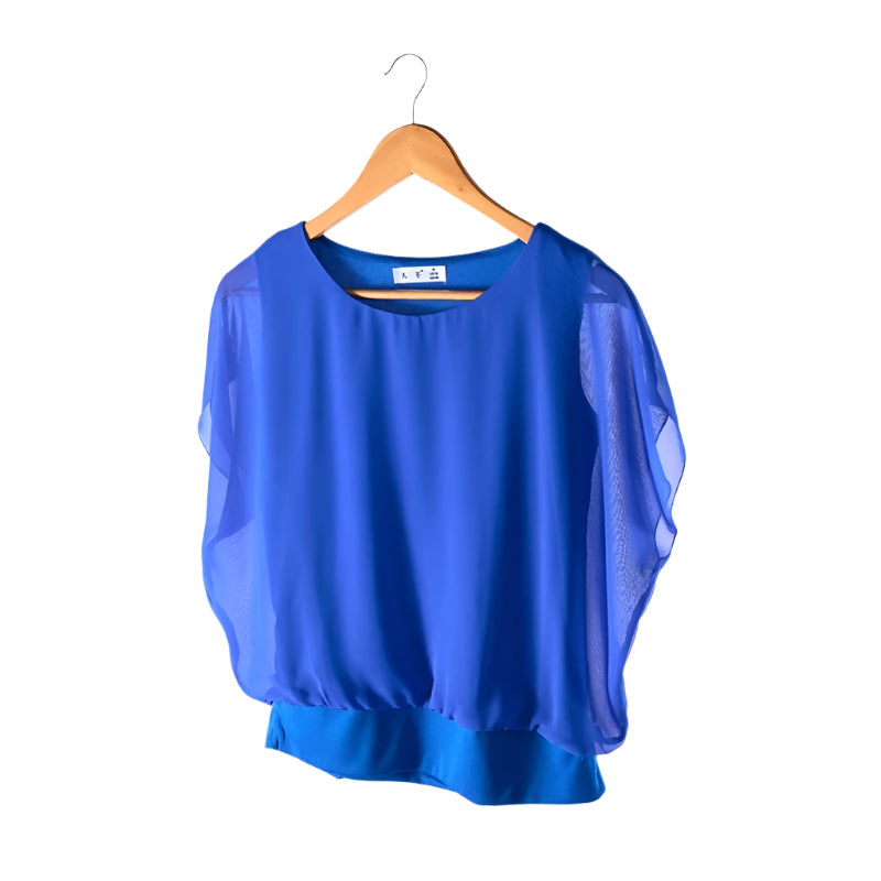 Dames chiffon blouse met ruche mouwen
