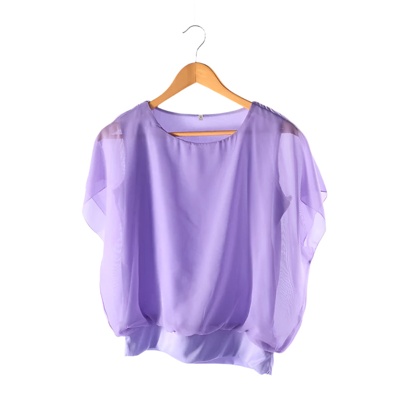 Dames chiffon blouse met ruche mouwen