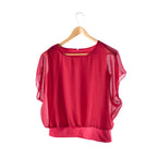 Dames chiffon blouse met ruche mouwen
