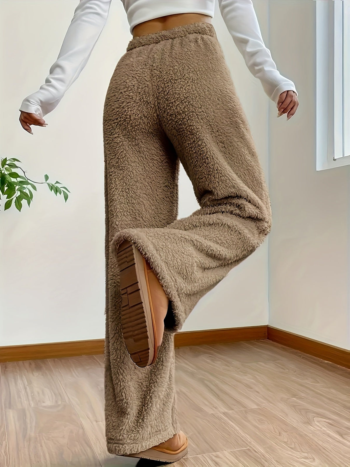 Zachte teddy sherpa loungebroek voor dames